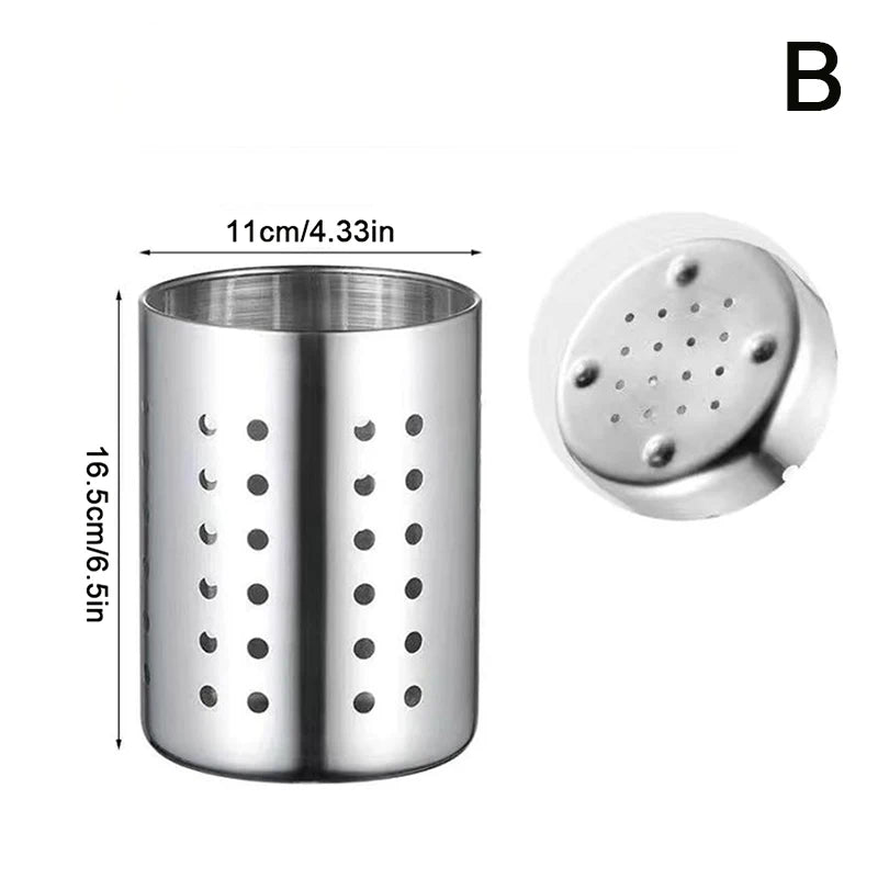 Stainless Steel Cutlery Holder - Kitchen Utensil Organizer & Drainage Basket