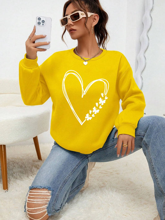 The Great Love At The Edge of Butterflies Design Print Sweatshirt Women Fleece Crewneck Autumn Pullover Soft Sportswear Clothing