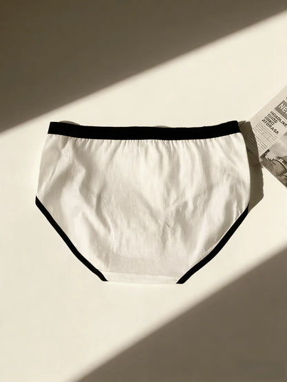 3PCS Contrast Binding Letter Print High Cut Cotton Panties With Extra Long Gusset Set