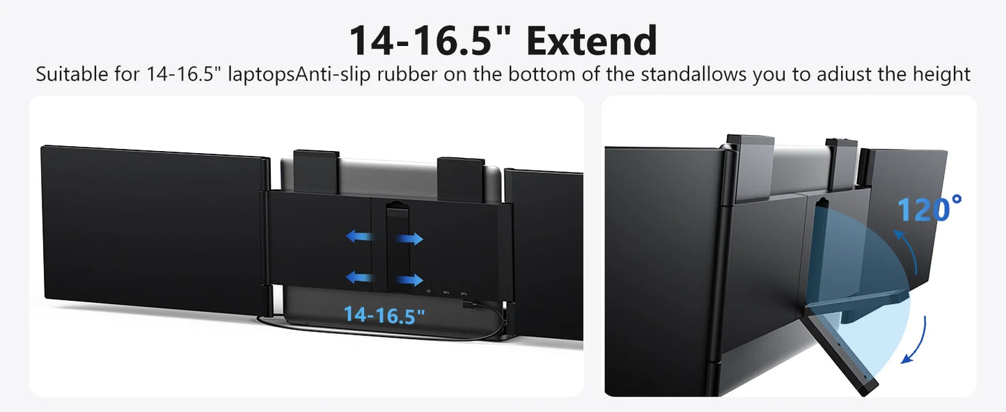 Portable Dual Monitor 14 Inch IPS Display - USB-C Laptop Screen Extender for Windows Mac