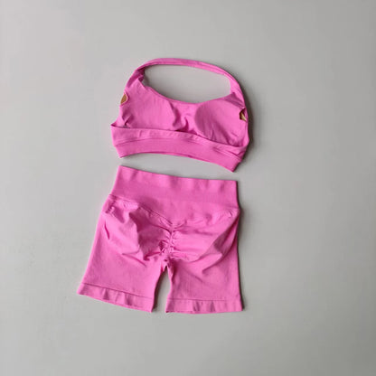 Seamless Yoga Suit - Halter Sports Bra & Impact Shorts Gym Set for Women