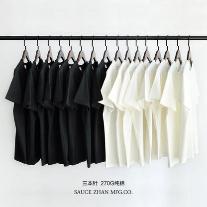 SauceZhan Tops & Tees Men's T-shirt Short Sleeve  Anti-Deformation Anti-Shrink Double-woven Fabric Cotton Soft Slim Fit