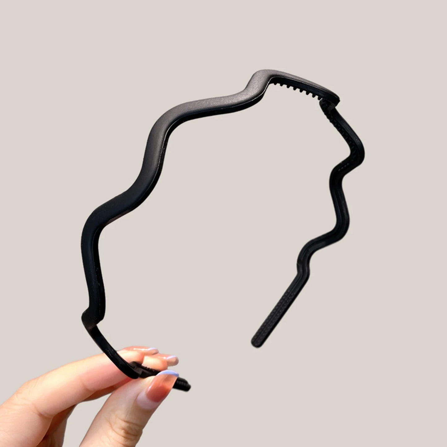 Unisex Metal Wavy Spring Hair Hoop Black Non Slip Outdoor Sports Headbands For Women Men Simple Hairband Face Washing Headdress
