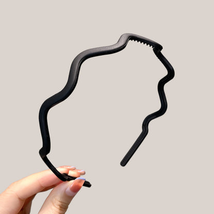 Unisex Metal Wavy Spring Hair Hoop Black Non Slip Outdoor Sports Headbands For Women Men Simple Hairband Face Washing Headdress