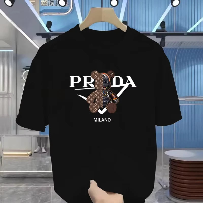 Men's luxurious printed summer high-quality T-shirt 100% pure cotton relaxed and loose fit stylish and unique round neckline