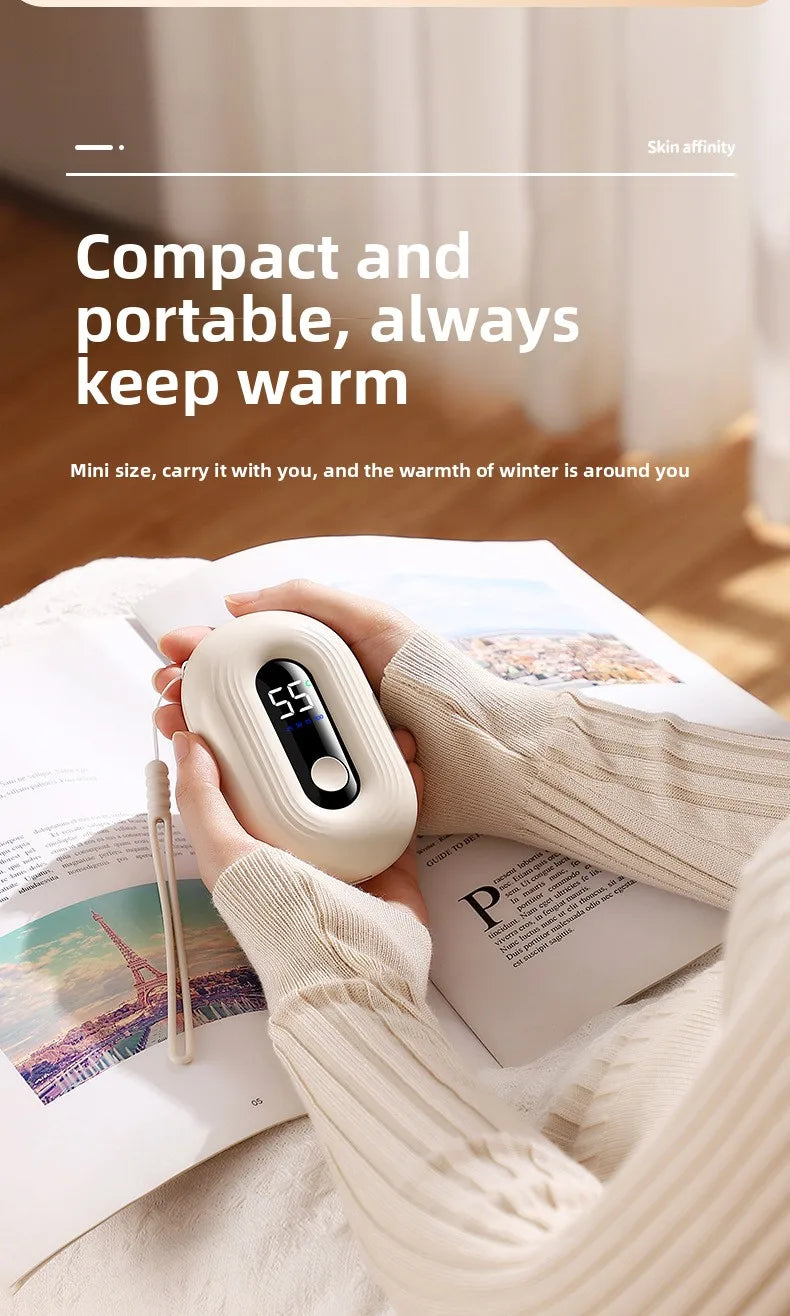 Mini Hand Warmer With Digital Display USB Charging Self-Heating Hand Warmer Gift Box Portable Warmth For Hands