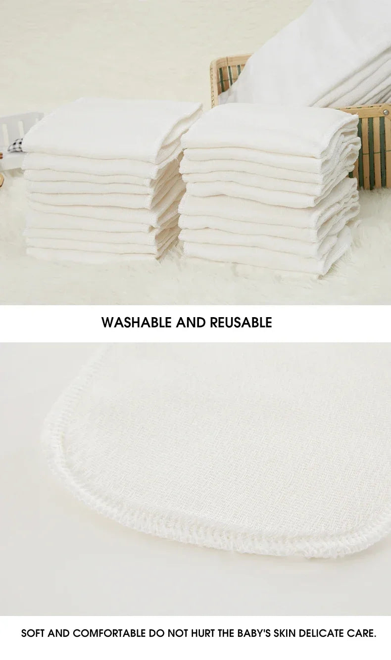 2/5pcs/10pcs Baby Reusable Diapers Washable Ecological Nappies Inserts Cotton Cloth Diapers for Children Breathable Absorbent