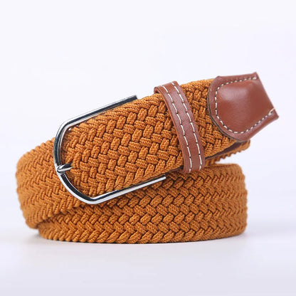 Unisex Stretch Jeans Belt - Casual Knitted Woven Canvas Pin Buckle