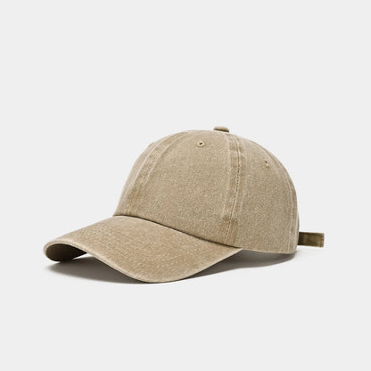Sunscreen Water Washed MEN'S Baseball Cap with a Small Face, Retro Distressed and Versatile Trendy Duck Tongue Hat, MEN'S Big He