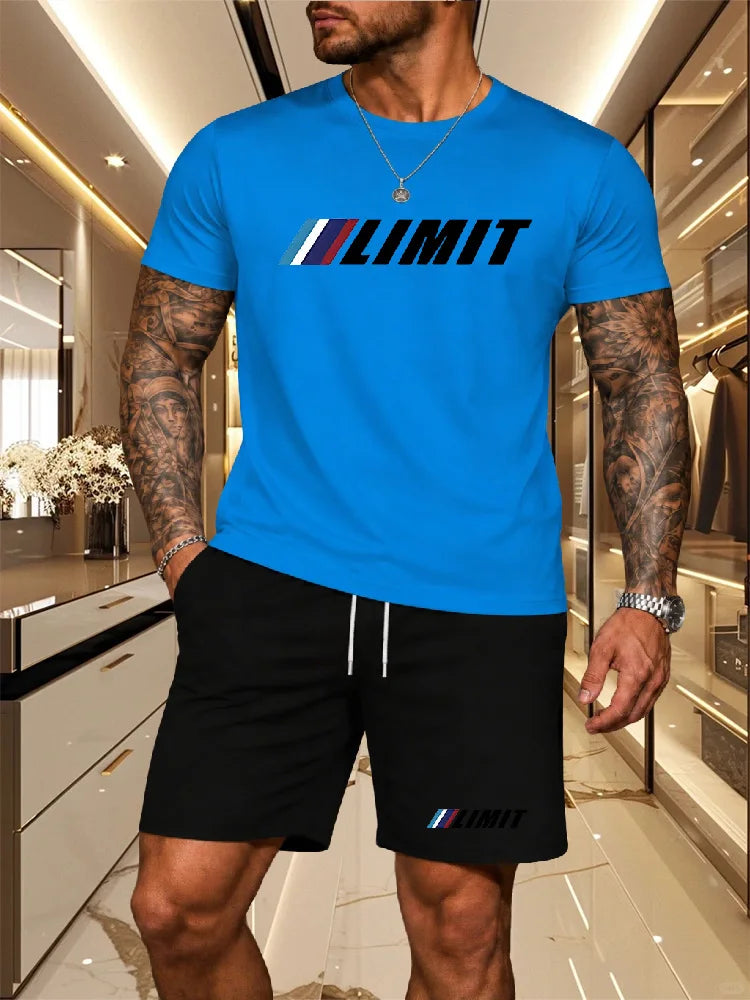 Men's Tracksuit 2 Piece O-neck Short Sleeve Shirt Shorts Set Men's Running Suit Plus Size T shirts Man Clothing Summer T-shirt