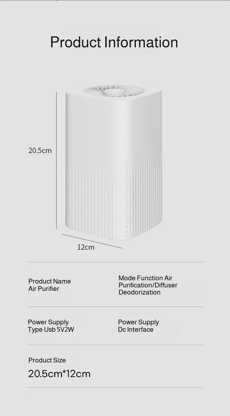 Air Purifier - High Efficiency Deodorizing Desktop Indoor Purifier - ZOOMNSTORE