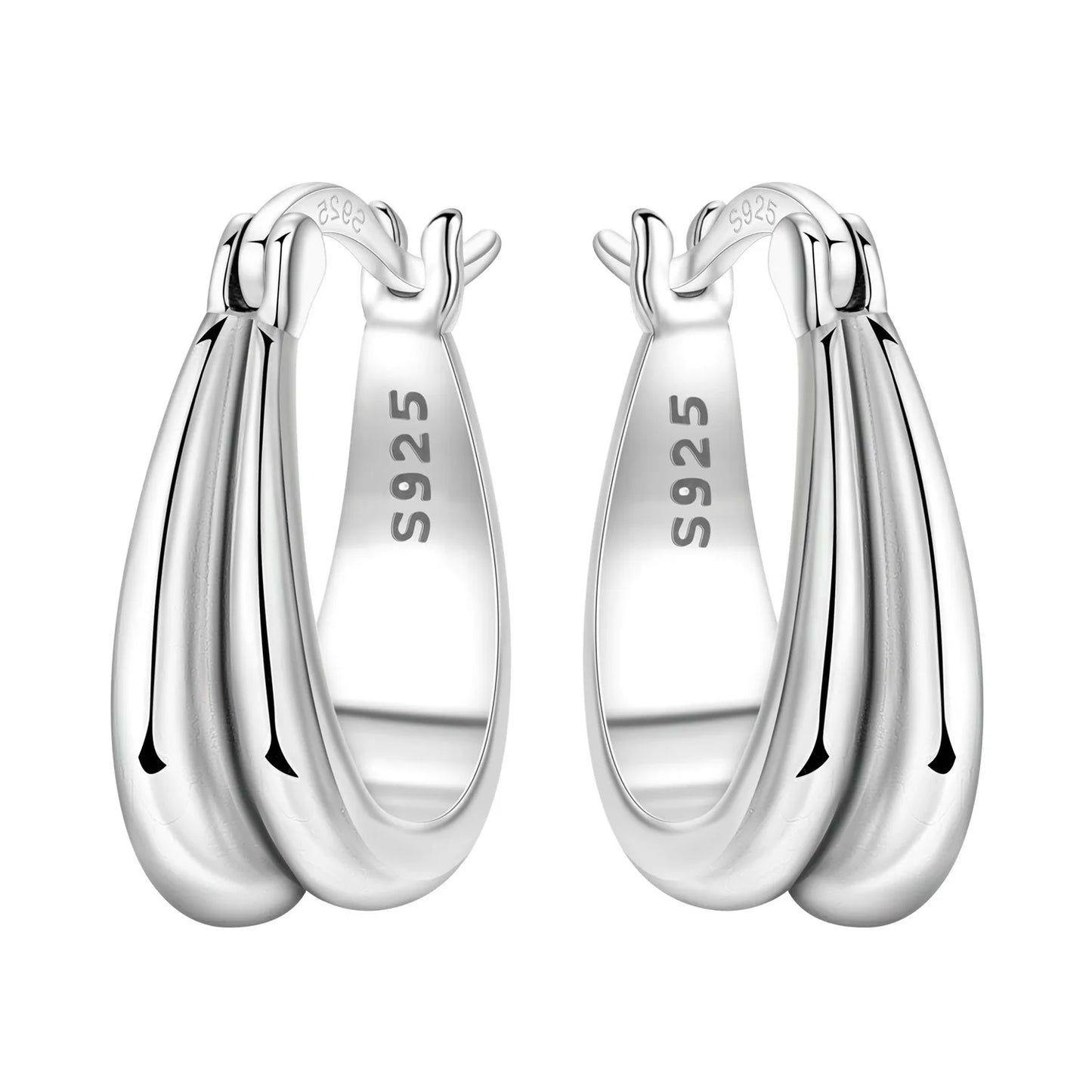 Orstarry S925 Sterling Silver Square Chain With Stone Inlaid Earrings Hoop Earrings For Women Jewelry Original Party Trendy Gift
