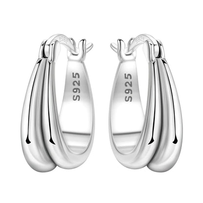 Orstarry S925 Sterling Silver Square Chain With Stone Inlaid Earrings Hoop Earrings For Women Jewelry Original Party Trendy Gift
