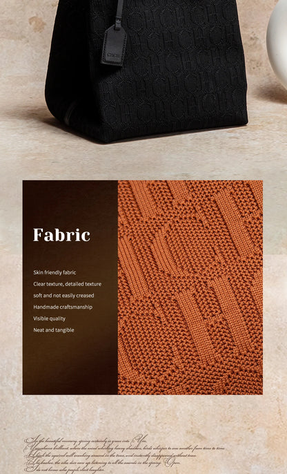 Large Capacity Tote Bag - Black Knitted Shopping Bag 27x20x28cm Durable Polyester