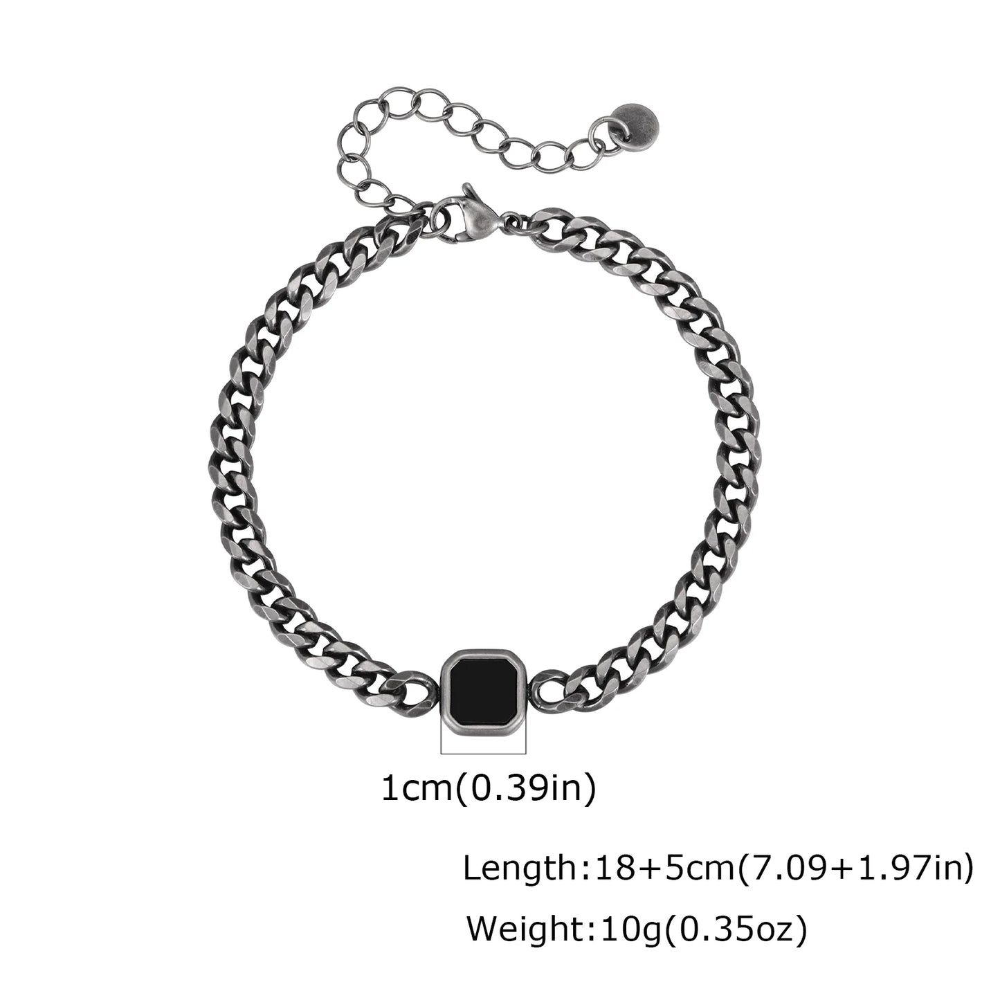 Vnox 5/7mm Width Adjustable Chain Bracelet for Men, Stainless Steel Acrylic Six-Sided Polished Jewelry Gift for Husband Son‌ Him