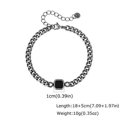 Vnox 5/7mm Width Adjustable Chain Bracelet for Men, Stainless Steel Acrylic Six-Sided Polished Jewelry Gift for Husband Son‌ Him