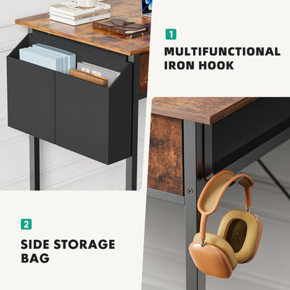 Modern Office Desk – Computer Desk with Storage Drawers, Metal Frame & Adjustable Feet