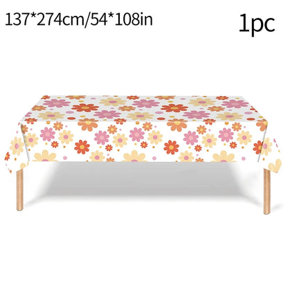 Pink Daisy Disposable Tableware Set - 24pcs Plates Napkins Straws for Birthday Baby Shower Wedding Decor