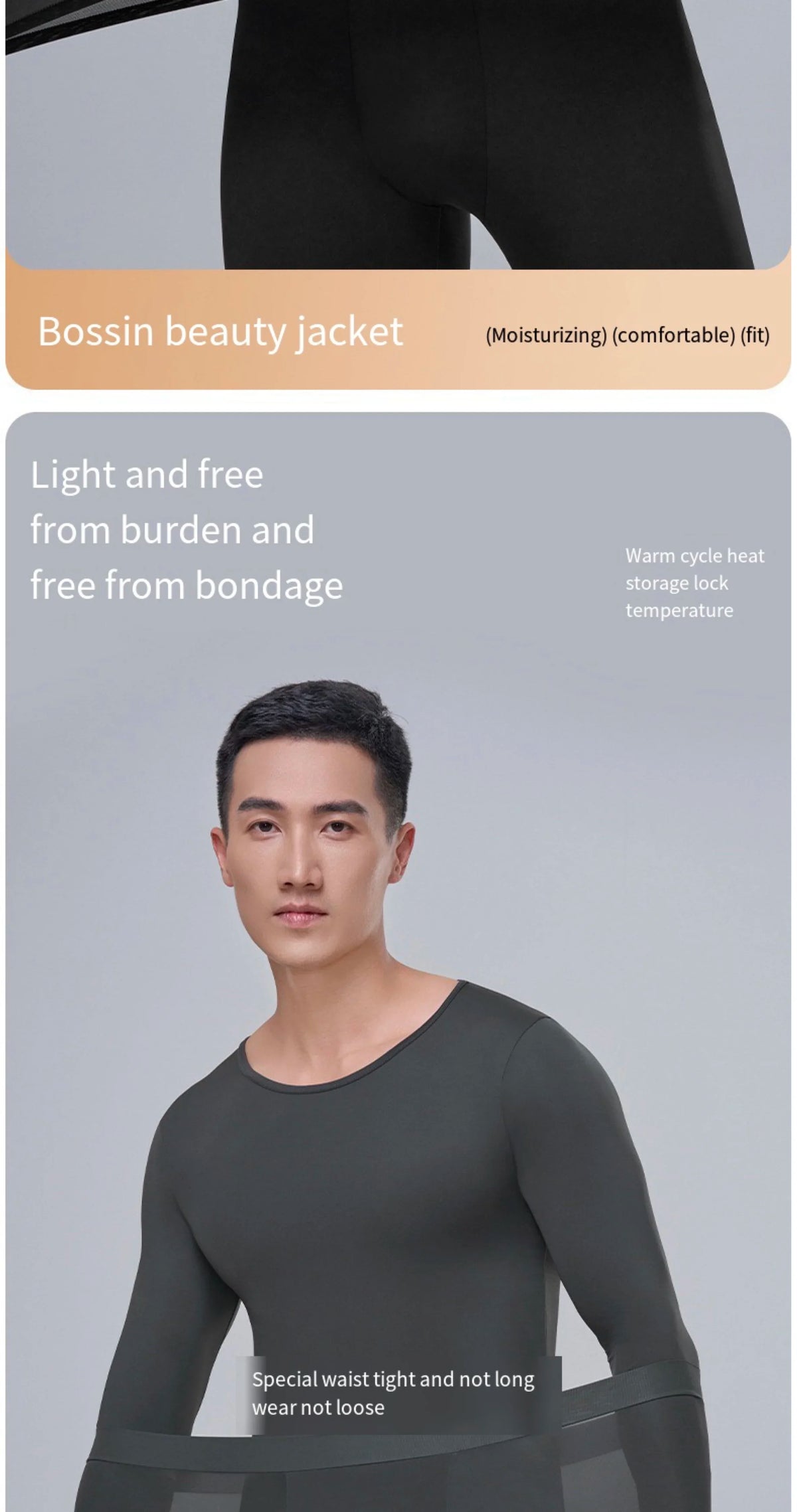 1pcs Men's Ultrathin Thermal Underwear High elasticity Plus Size Constant Temperature Seamless Long Sleeve Bottoming Set