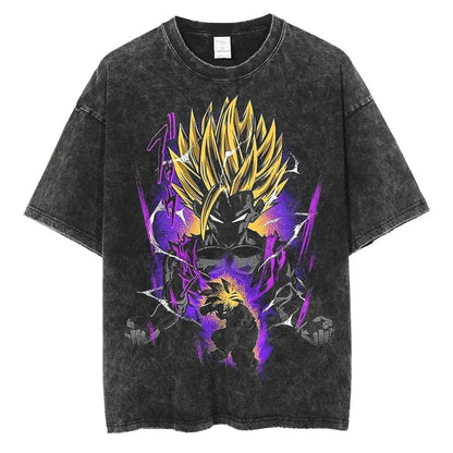 T-shirt Men's Street Clothing Dragon Ball Cartoon Pattern Vintage T-shirt Neutral Casual White Cotton Women T-shirt Top