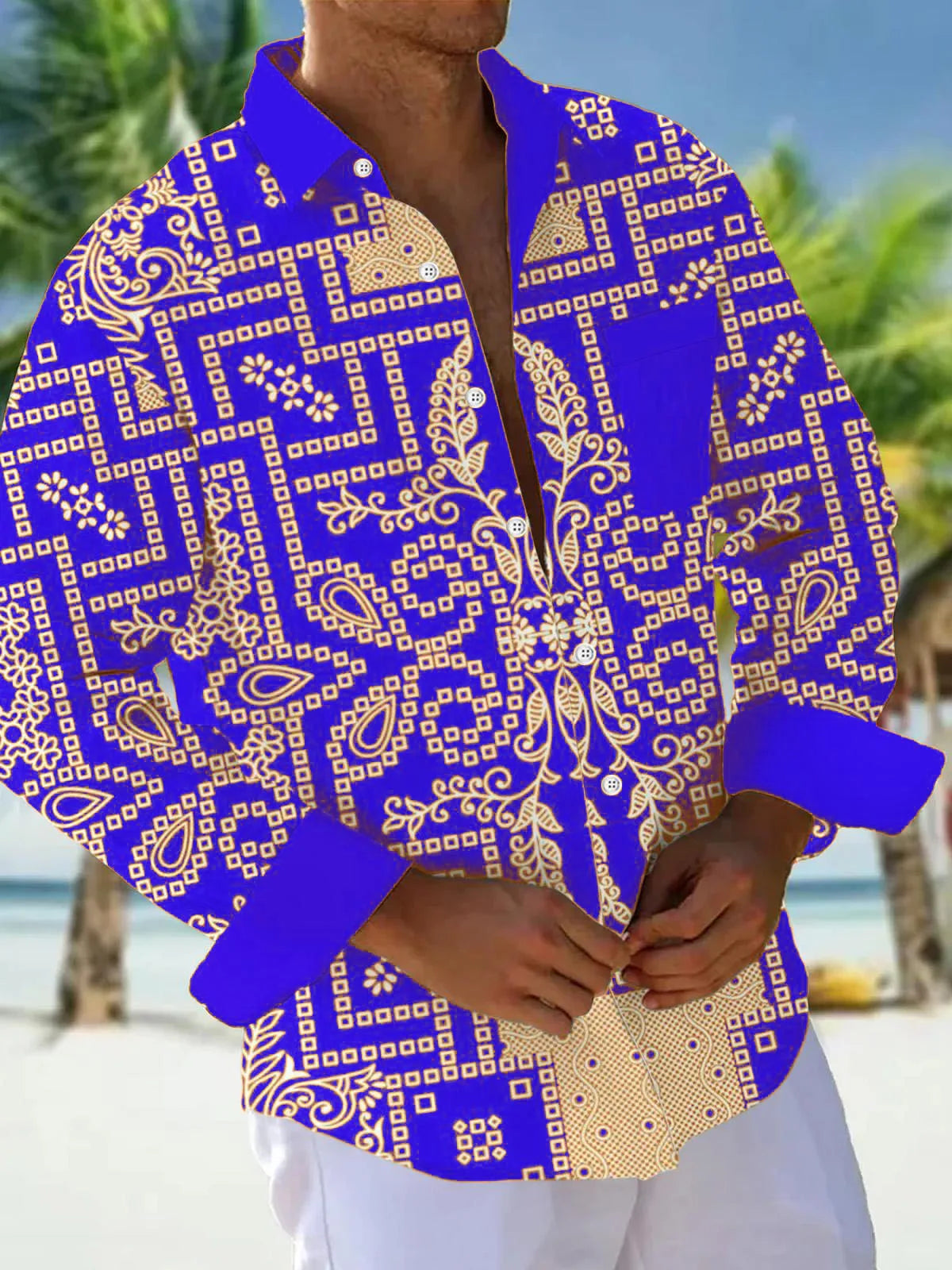 Men's shirts, button down shirts, casual shirts, spring and summer, printed long sleeves, daily, fashionable, comfortable