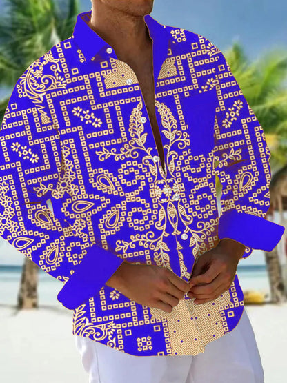 Men's shirts, button down shirts, casual shirts, spring and summer, printed long sleeves, daily, fashionable, comfortable