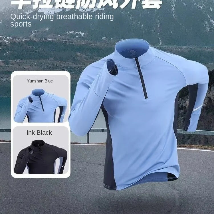 Men's Running Shirt - Quick Dry Long Sleeve Sportswear with Half Zipper for Autumn Winter