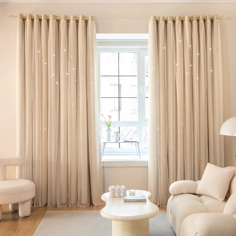 Double Layer Sheer Curtains – Modern Sun Filtering Drapes for Living Room & Bedroom