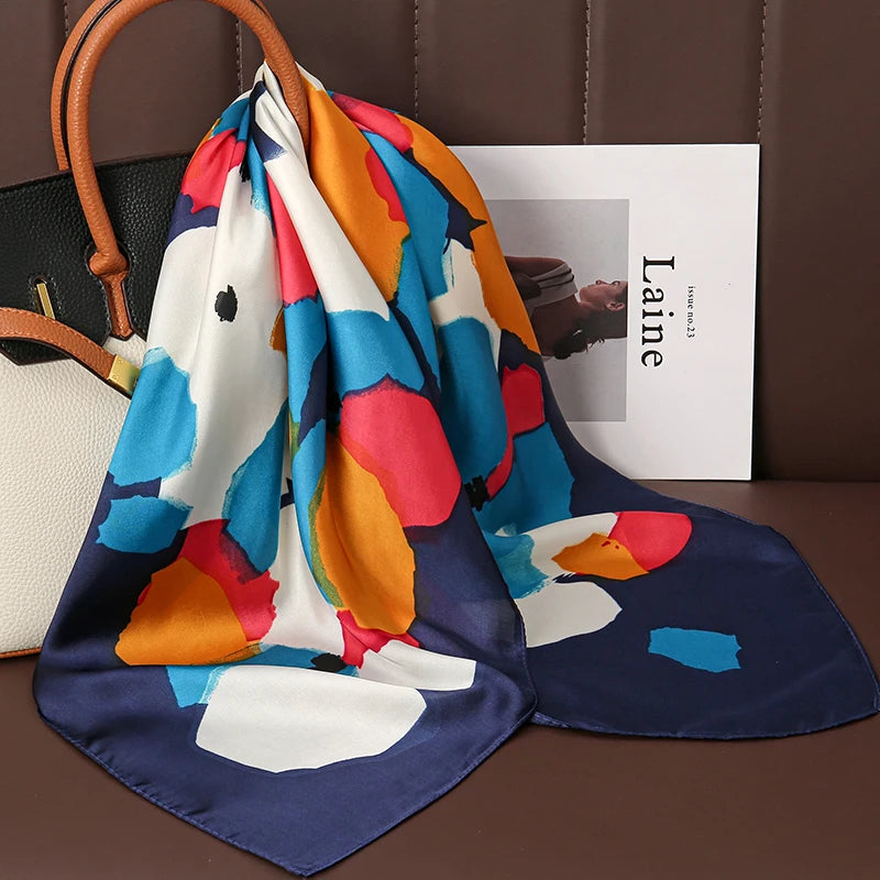 Luxury Satin Silk Scarf - Womens Fashion Shawl Hijab Neckerchief Bandana 2023