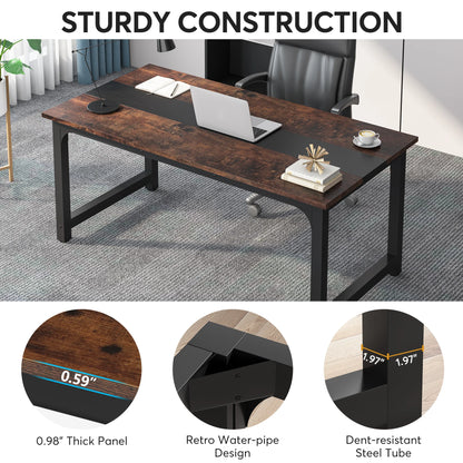 Large Office Desk | Modern Computer Desk - Spacious Writing Workstation for Home Office