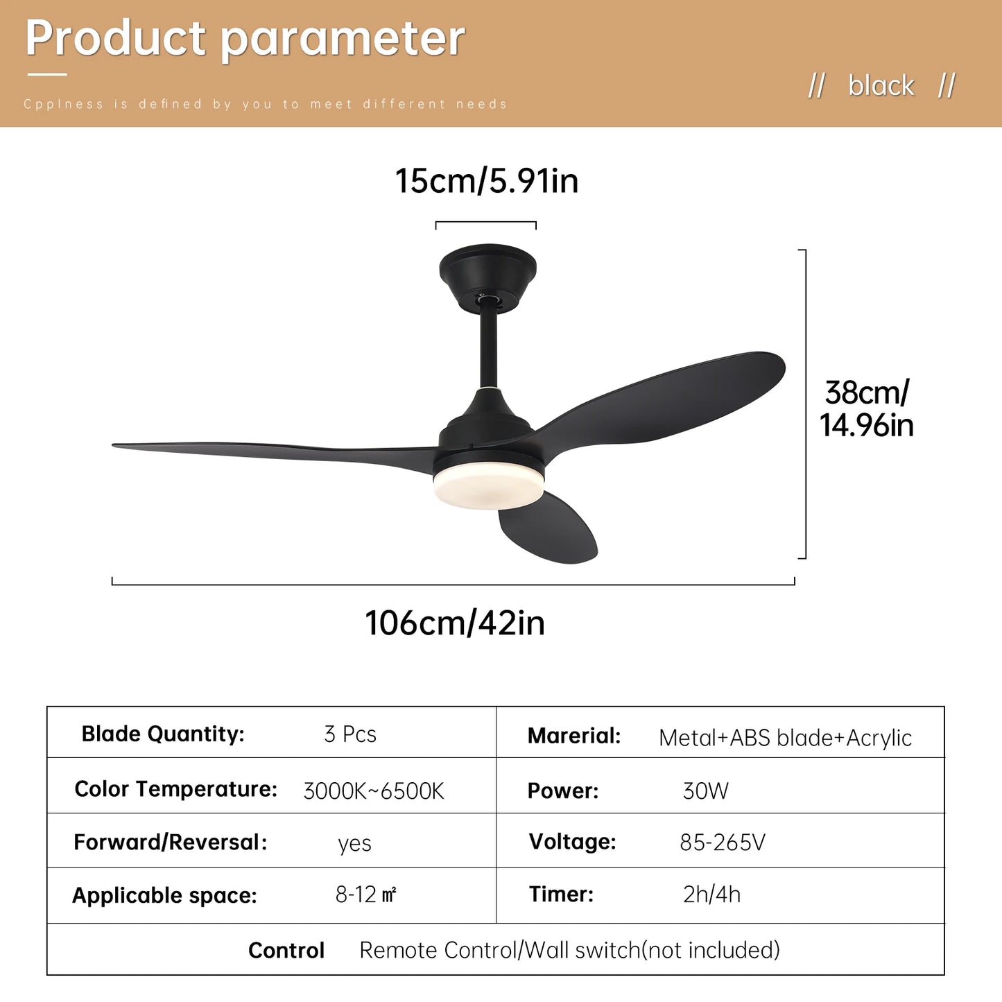 Ceiling Fan With Light,25 Inch/42 Inch/52 Inch Low Profile Ceiling Fan with remote control, For Indoor and Covered Outdoor