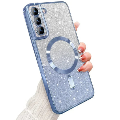 Glitter Magnetic Case For Samsung Galaxy S26 S24 Ultra S23 S22 S21 S25 Plus S20 FE A56 A55 A36 A17 Plating Wireless Bright Cover