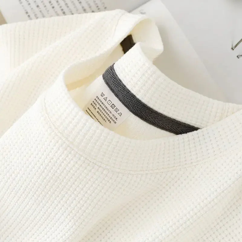 Men's Waffle-Knit T-Shirt – Breathable Round-Neck Casual Top