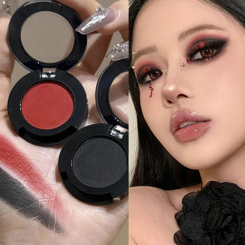 Punk Smoky Red Black Eye Shadow Palette Waterproof Gothic Matte Blue Eyeshadow Tray Women Halloween Eye Pigments Makeup Palette