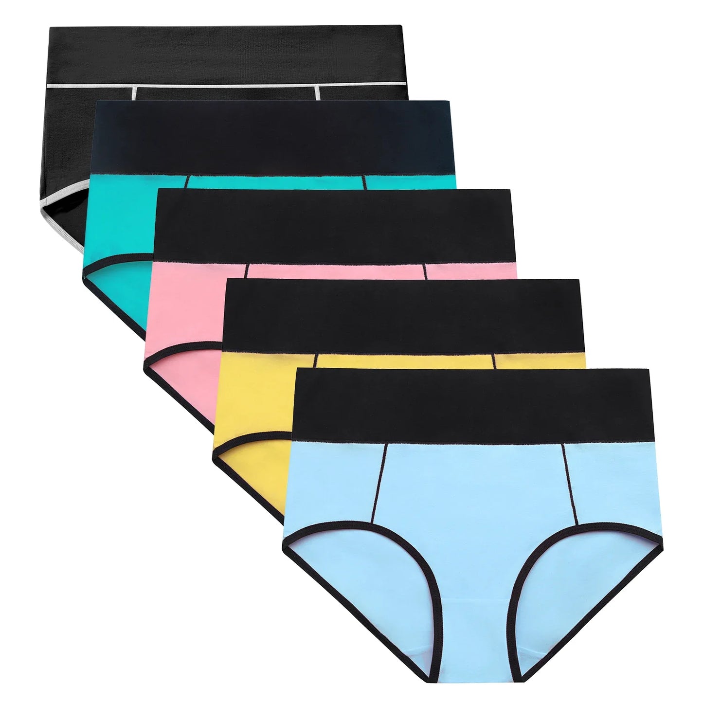 Molasus 5pcs Seamless Women Cotton Panties High Waist Underwear Set Full Coverage Briefs Buttock Lifting Plus Size Panty Sets