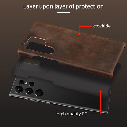 Leather Phone Case – LANGSIDI Genuine Pull-Up Retro Cover for Samsung Galaxy S25 Ultra