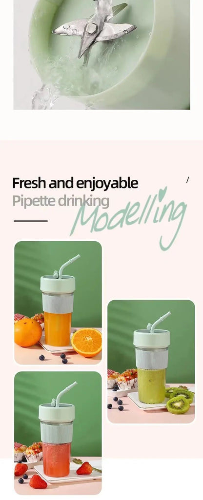 Portable Electric Juicer - Mini Wireless Blender for Smoothies and Juice Extraction