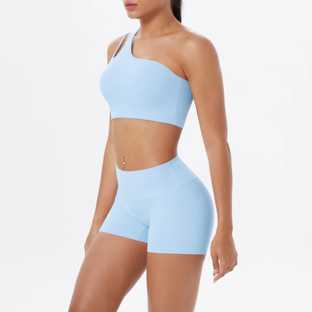 JUREN Yoga Clothes Set 2 Piece Gym Sports Shorts Set Women Tracksuit High Waist Shorts Fitness Suit Running Bra Workout Outfits