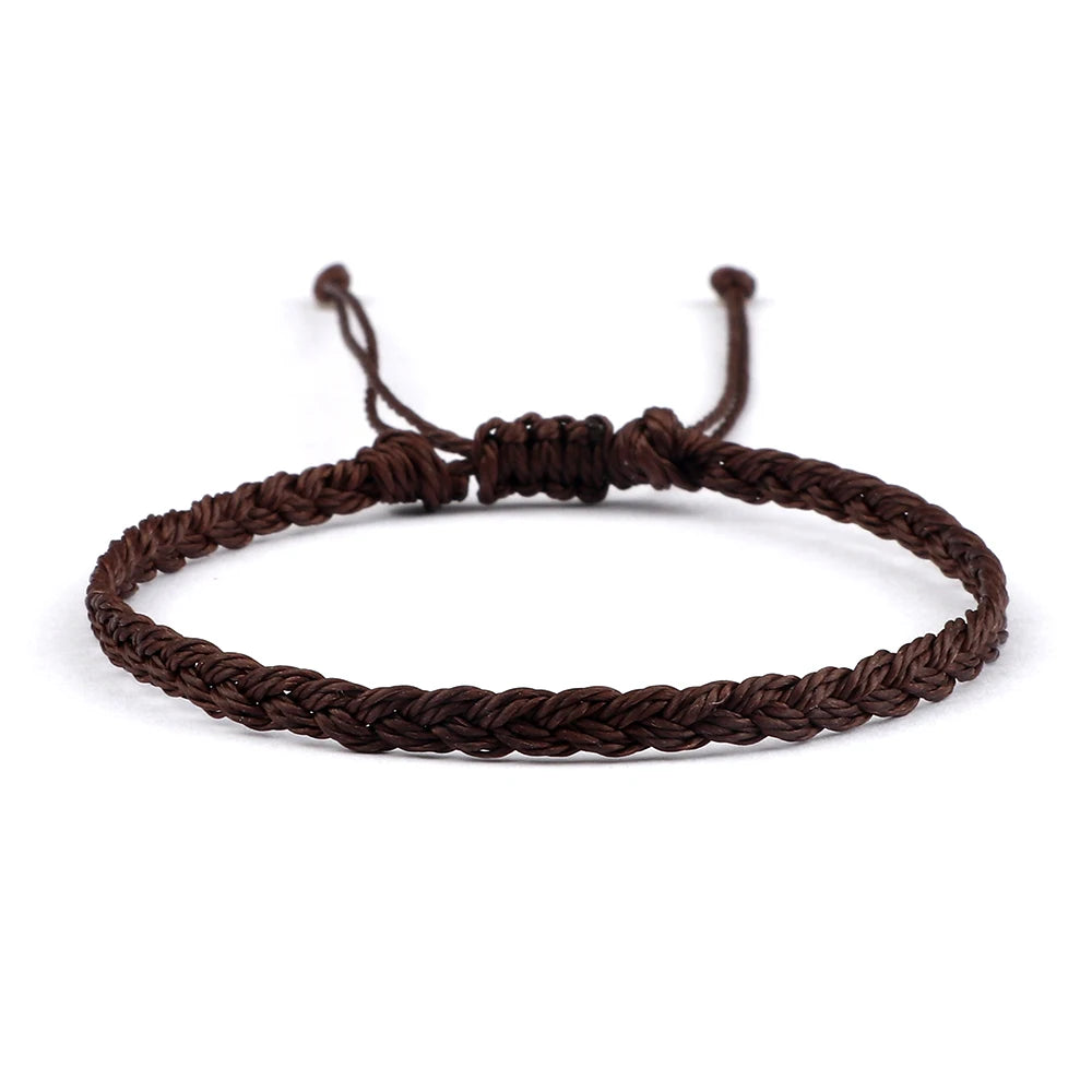 Handmade Braided Bracelets - Adjustable Waxed Thread Charm Jewelry for Men  Women