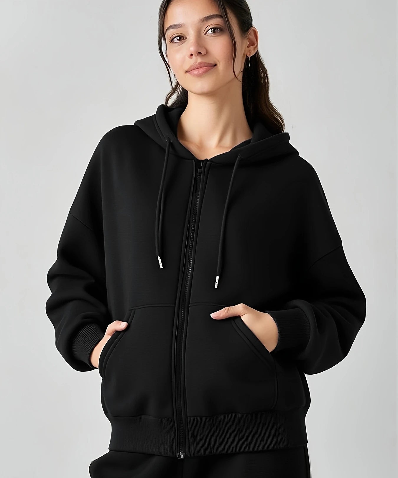 Women's Casual Oversized Hoodies Sweatshirt Zipper Pockets Solid Color Pullover Loose Fit  Autumn Winter Fall Streetwear Jacket