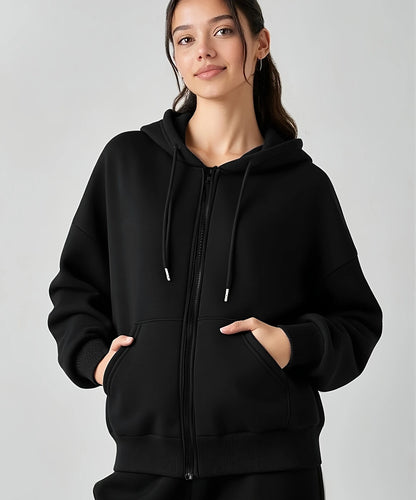 Women's Casual Oversized Hoodies Sweatshirt Zipper Pockets Solid Color Pullover Loose Fit  Autumn Winter Fall Streetwear Jacket