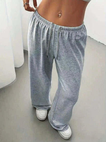Ladies' Casual Wide Leg Jogging Pants, Drawstring Elastic Waistband, Comfortable Loose Fit, Spring/Summer/Autumn Styles