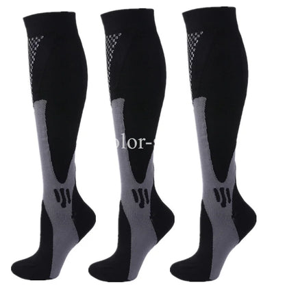 Compression Sports Socks - 3 Pairs Anti Slip Knee High Socks for Football & Basketball