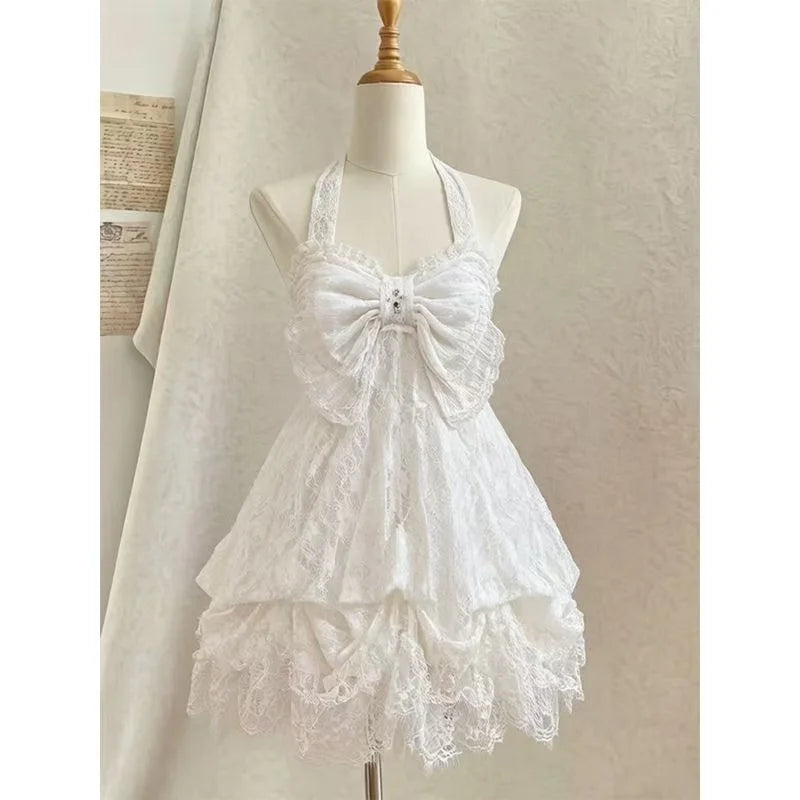 Gothic Retro Sweet Bud Mini Dress Women Harajuku Y2k Strap Dress Y2K Aesthetic Club Party Fashion Outfits