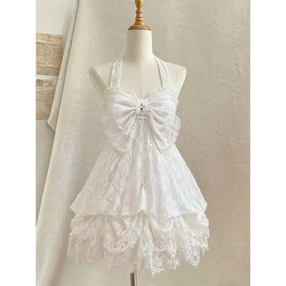 Gothic Retro Sweet Bud Mini Dress Women Harajuku Y2k Strap Dress Y2K Aesthetic Club Party Fashion Outfits