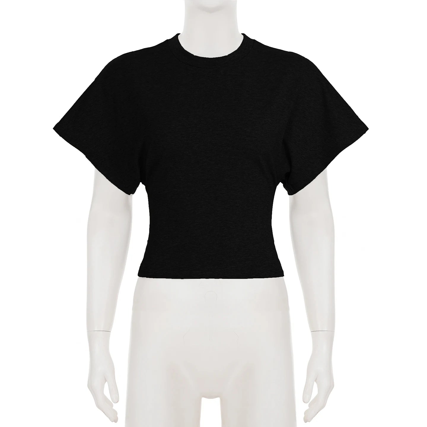 SUCHCUTE Solid Cotton O-Neck Pullover Waist Short Top Women Short-Sleeved Loose T-shirt Causal All-Match Shirts Summer Basic New