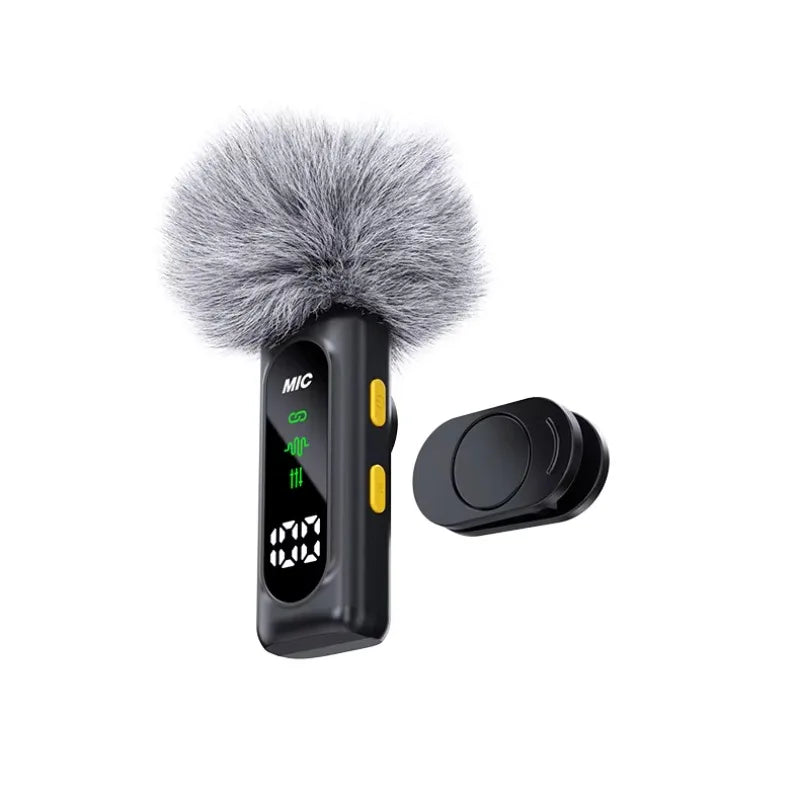 Wireless Lavalier Microphone Set with 4 Receivers Noise-Canceling Mini Mic for iPhone Android Portable Audio Video Recording