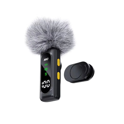 Wireless Lavalier Microphone Set with 4 Receivers Noise-Canceling Mini Mic for iPhone Android Portable Audio Video Recording