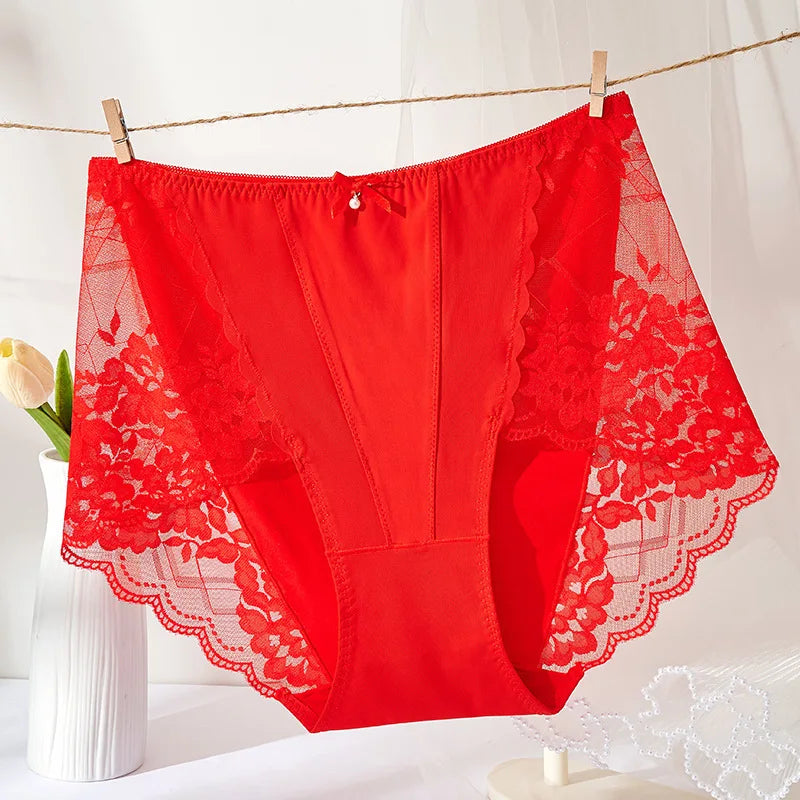 New Plus Size Lace Panties   High Waist Modal Underwear for Women 60-105kg Summer Thin  Sexy