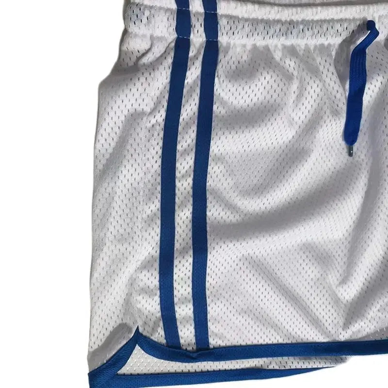 2025 new muscular fitness men's beach pants sports fitness casual quick dry hole breathable thin three-quarter pants men's sport